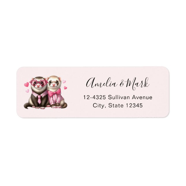 Étiquette Cute Otter Couple en amour Adresse (Devant)