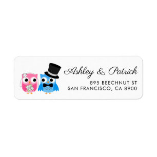 Étiquette Cute Owl Mariée et Mariage de chambre