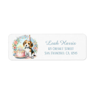 Étiquette Cute Pastel Beagle chiot - Anniversaire