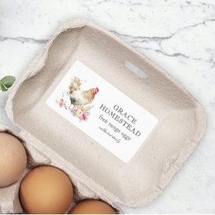 Étiquette Cute Pastel Picken Farm Oeuf Carton
