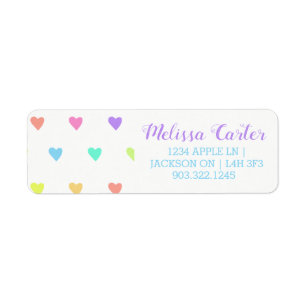 Étiquette Cute Pastel Rainbow Hearts Motif