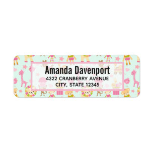 Étiquette Cute Pattern avec Whimsical Animals & Toys