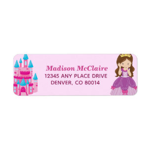 Étiquette Cute Personnalisée Rose Princess Castle Fairy Tal