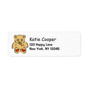 Étiquette Cute petit Brown Ours En Conflit Stuffy