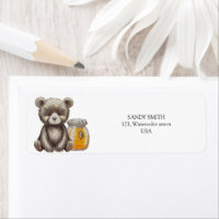Cute Petite Ours avec pot de miel