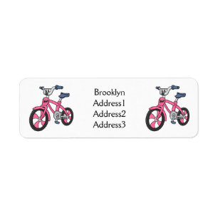 Étiquette Cute pink kids bicycle cartoon illustration