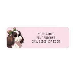Étiquette Cute Pink Shih Tzu Amoureux des chiens Adresse de 