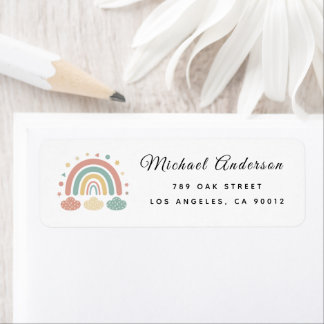 Étiquette Cute Rainbow Baby Shower Return Address Label
