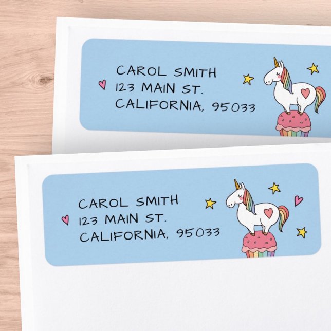 Étiquette Cute Rainbow Unicorn sur Anniversaire Cupcake (Créateur téléchargé)