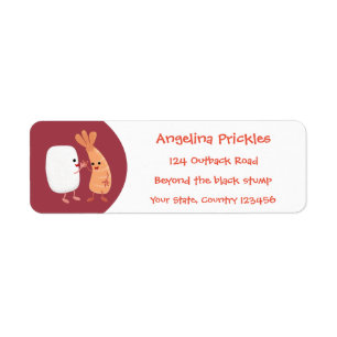 Étiquette Cute sushi riz crevettes amis dessin animé