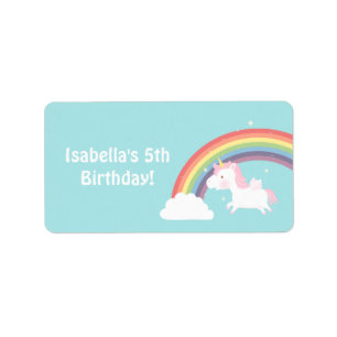 Étiquette Cute Unicorn Rainbow Girls Birthday Party