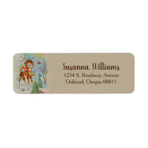 Étiquette Cute Vintage Christmas Deer Holiday Adresse