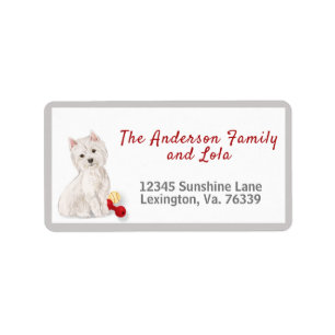 Étiquette Cute Westie and Toys Family Return Adresse