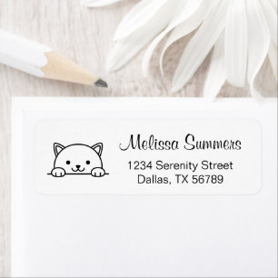 Étiquette Cute White Cat Pet Adresse de retour