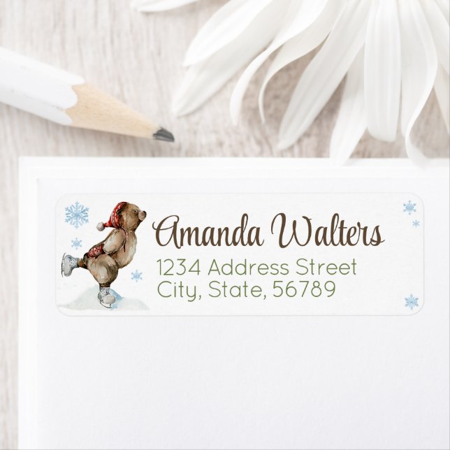 Étiquette Cute Winter Woodland Animaux Baby shower Flocon de (En situation)