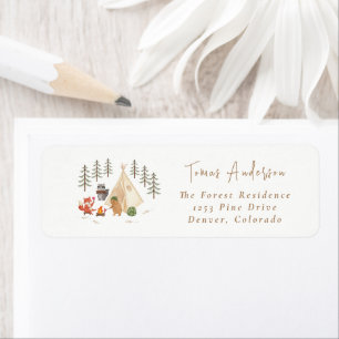 Étiquette Cute Woodland Animaux Baby shower Adresse de retou