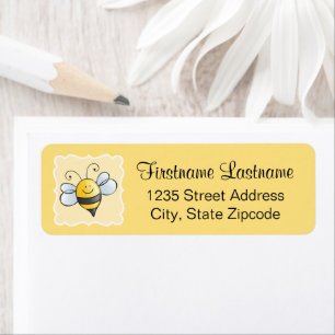 Étiquette Cute Yellow and Black Bumblebee Return Address