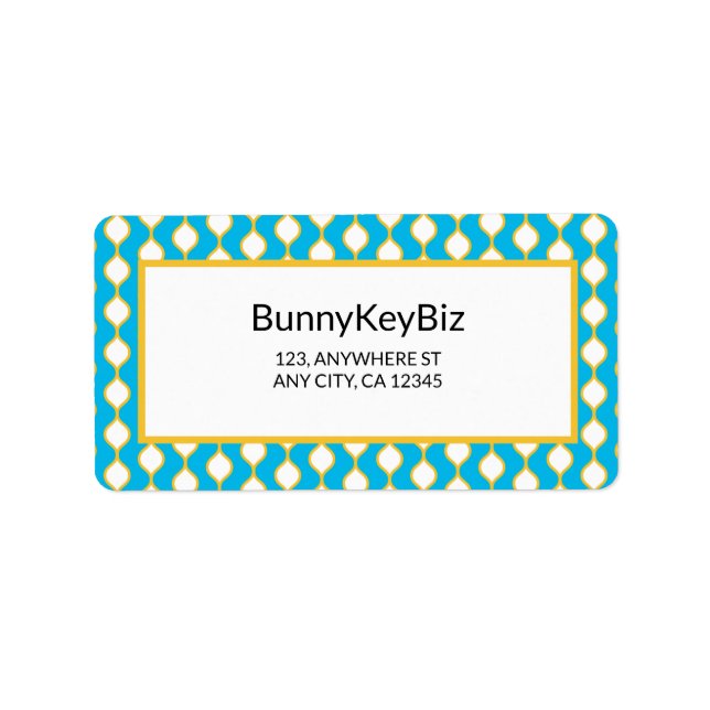 Étiquette Cyan Yellow Bubble Line Adresse de la société (Devant)