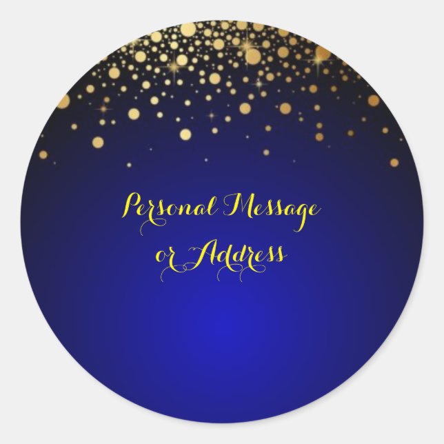 Étiquette d'accessoires mariage Royal Blue et Gold (Devant)