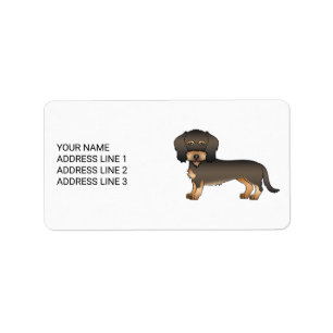 Étiquette Dachshund à poil dur sanglier Dessin animé Chien &