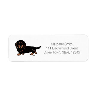 Étiquette Dachshund à poils longs noir et feu 1