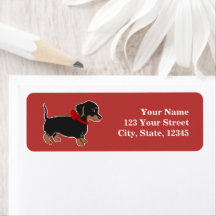 Dachshund Custom Cranberry Adresse de retour Étiqu