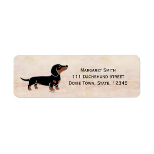 Étiquette Dachshund noir et feu en pose