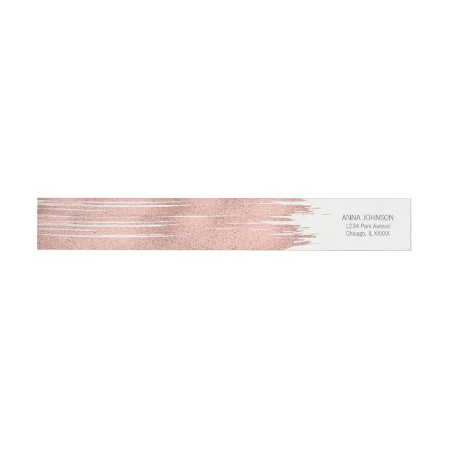 Étiquette d'adresse à enrouler Rose Gold Brushstro (Individuel)
