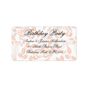 Étiquette d'adresse à motif floral damassé rose et