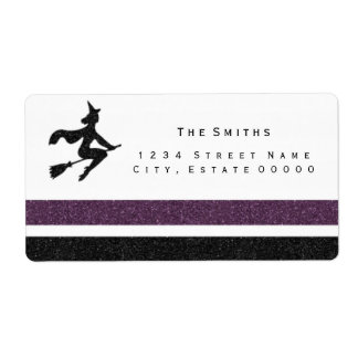 Étiquette d'adresse à rayures noires et violettes 