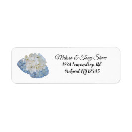 Étiquette d'adresse blanche et bleue florale