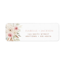 Étiquette d'adresse bohème Rose Pâle Herbe de Pamp