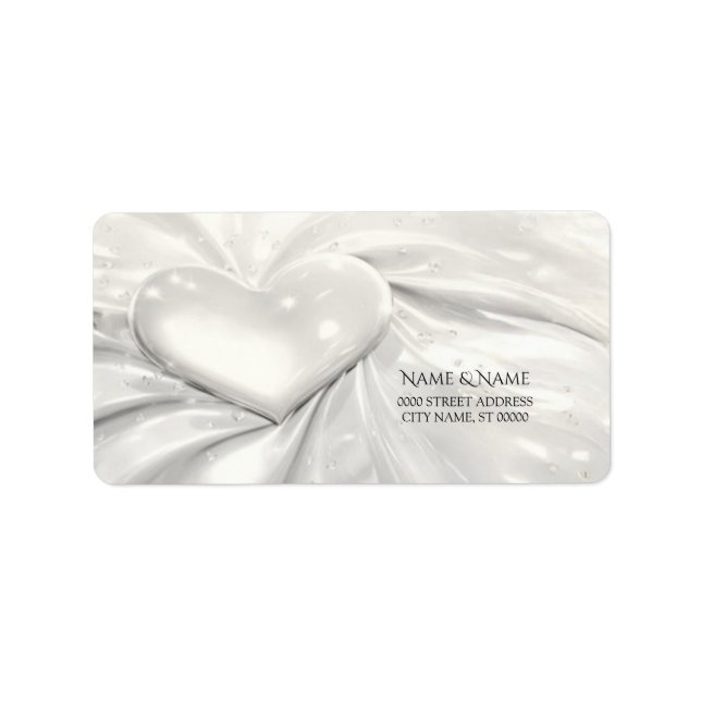 Étiquette d'adresse Cœur Crème Blanche Élégante (Devant)