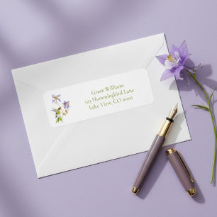 Étiquette d'adresse Columbine aquarelle avec colib