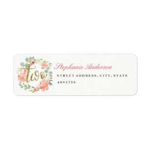 Étiquette d'adresse Couronne Rose Or pour 2ème Ann