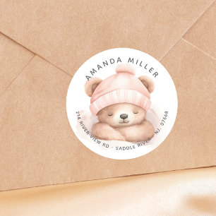 Étiquette d'adresse de Baby Shower Ours Câlin