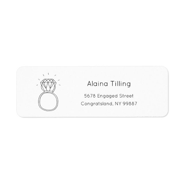 Étiquette d'adresse de bague en diamant, Étiquette (Devant)
