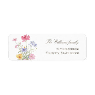 étiquette d'adresse de fleurs de prairie à l'aquar
