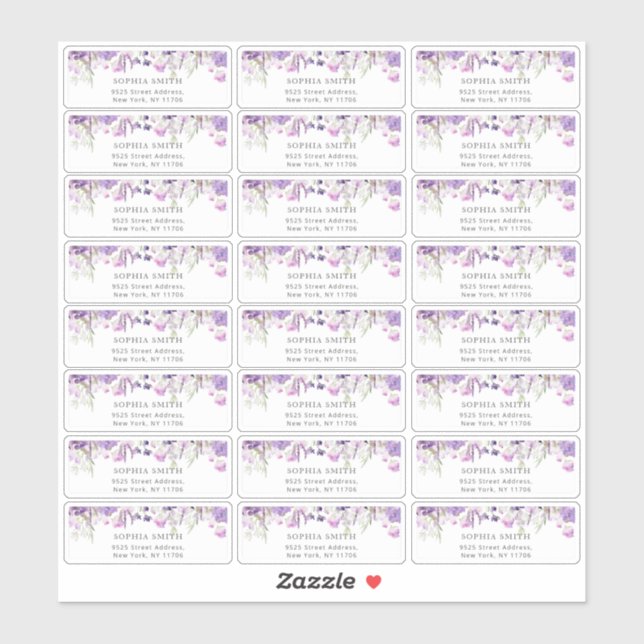 Étiquette d'adresse de fleurs sauvages de lilas (Feuille)