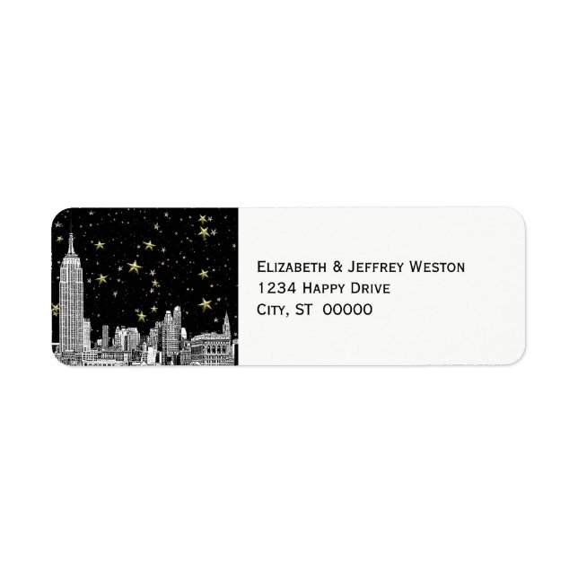 Étiquette d'adresse de fond DIY étoilé gravé NYC S (Devant)