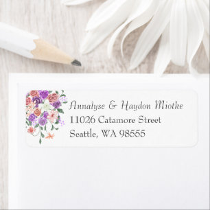 Étiquette d'adresse de mariage Bouquet de lilas et