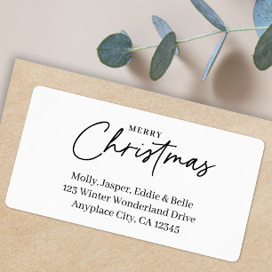 Étiquette d'adresse de Noël minimale   Simple Blan