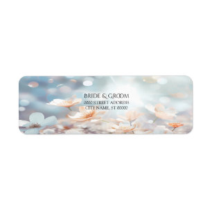 Étiquette d'adresse de retour à motif floral pêche
