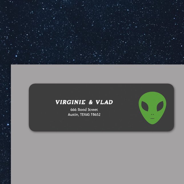 Étiquette d'adresse de retour Alien vert (Green Alien Return address label)