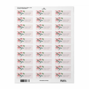 Étiquette d'adresse de retour aquarelle rose blush
