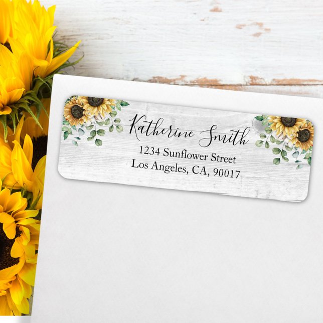 Étiquette d'adresse de retour au tournesol eucalyp (In situ on envelope)