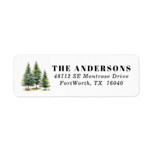 Étiquette d'adresse de retour aux arbres de pin aq