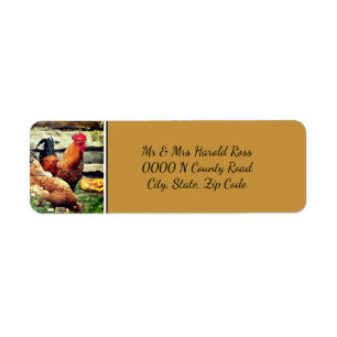 Étiquette d'adresse de retour avec motif de coq