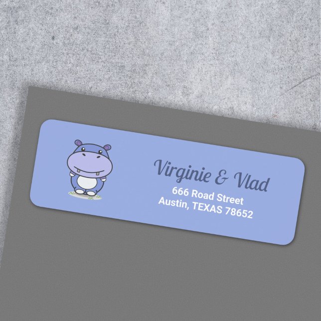 Étiquette d'adresse de retour avec une jolie Hippo (Return address label with a Cute Hippo)