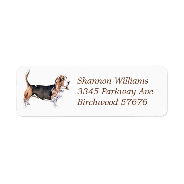 Étiquette d'adresse de retour Bassett Hound (Devant)